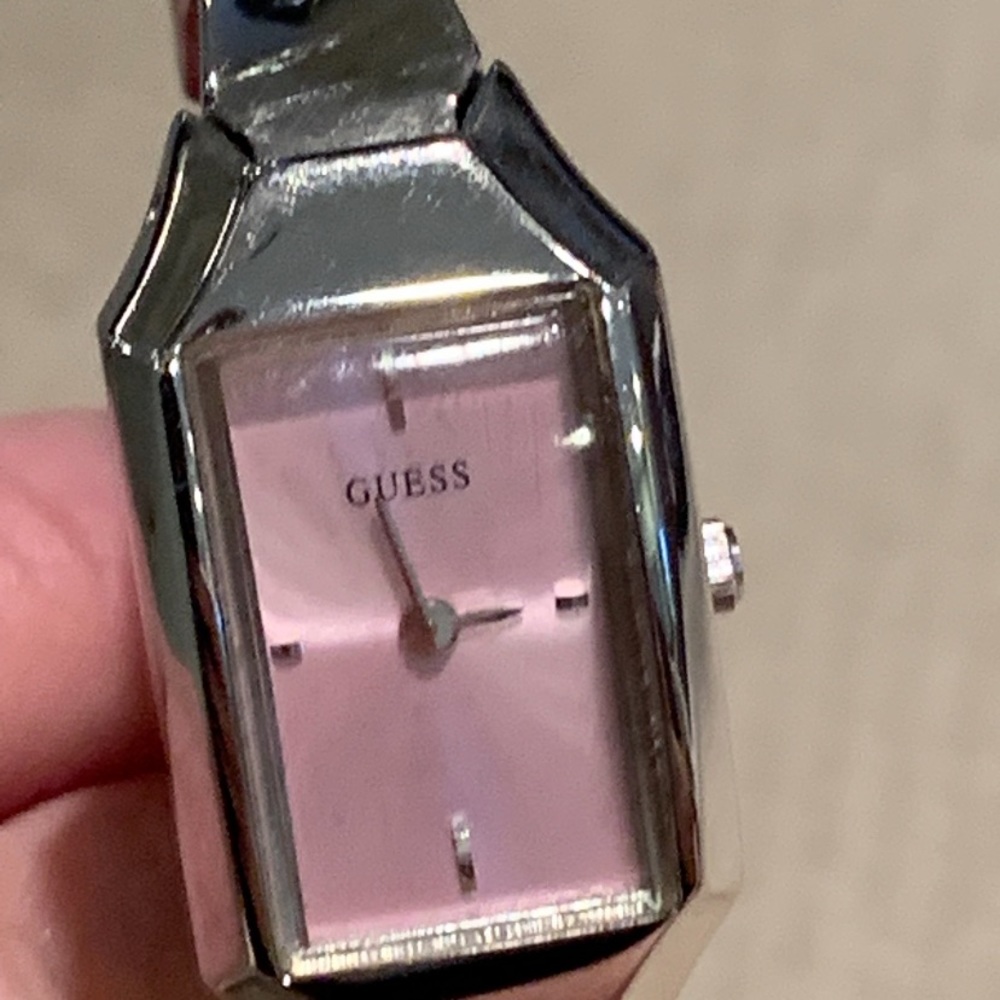 Guess Pink Dial Rectangular Case Bracelet Watch - image 3